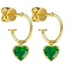 1. Heart Shaped 0.5ct Emerald Hoops Earrings thumbnail