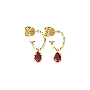 Pear Shaped 0.5ct Ruby Hoop Earrings
