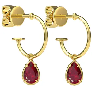 1. Pear Shaped 0.5ct Ruby Hoop Earrings thumbnail