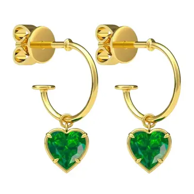 Heart Shaped 0.5ct Emerald Hoops Earrings Heart Shaped 0.5ct Emerald Hoops Earrings thumbnail