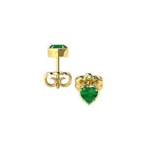 Heart Shaped 0.5ct Emerald Stud Earrings