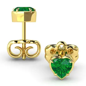 1. Heart Shaped 0.5ct Emerald Stud Earrings thumbnail
