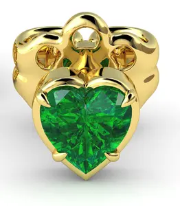 2. Heart Shaped 0.5ct Emerald Stud Earrings thumbnail