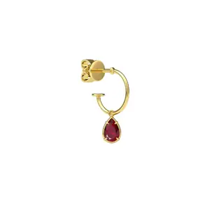 Pear Shaped 0.5ct Ruby Hoop Single Earrings
