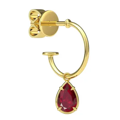 Pear Shaped 0.5ct Ruby Hoop Single Earrings Pear Shaped 0.5ct Ruby Hoop Single Earrings