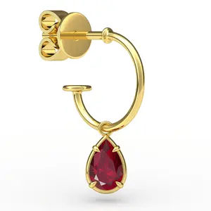 1. Pear Shaped 0.5ct Ruby Hoop Single Earrings thumbnail