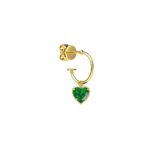 Heart Shaped 0.5ct Emerald Hoop Single Earring