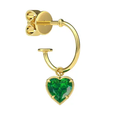Heart Shaped 0.5ct Emerald Hoop Single Earring Heart Shaped 0.5ct Emerald Hoop Single Earring thumbnail