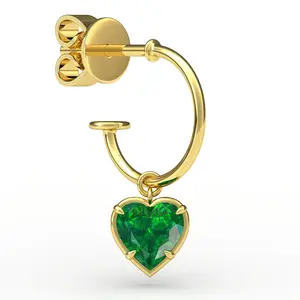 1. Heart Shaped 0.5ct Emerald Hoop Single Earring thumbnail