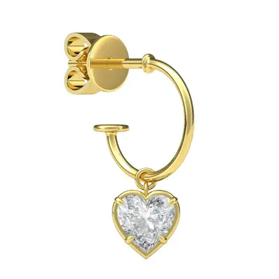 Heart Shaped 0.5ct Diamond Single Hoop Earrings Heart Shaped 0.5ct Diamond Single Hoop Earrings