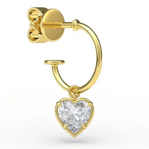 1. Heart Shaped 0.5ct Diamond Single Hoop Earrings thumbnail